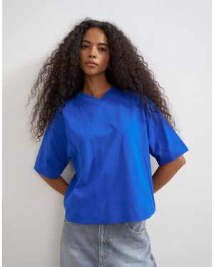 TOPSHOP Micro v t-shirt mit kurzen ärmeln - Blau