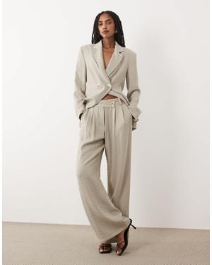 Aware Linen Blend Mid Rise Wide Leg Trousers - Natural