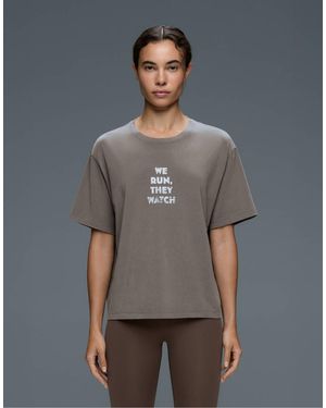Oysho Graphic Print Short Sleeve T-Shirt - Grey