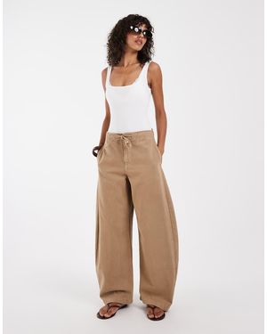 ASOS Broek Met Elastische Taille En Ballonpijpen - Naturel