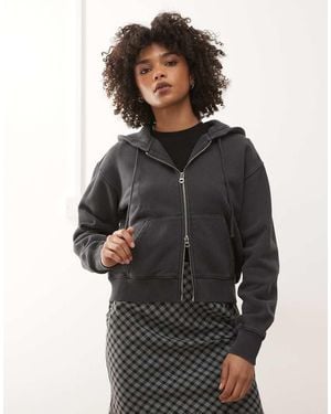 Weekday Slim Fitted Zip Through Hoodie - Grey