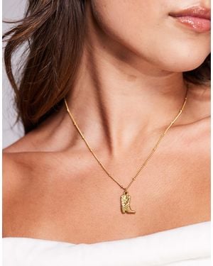 Neck On The Line Western Cowboy Boot Necklace - Brown