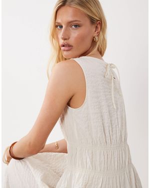 ARKET – midikleid aus seersucker mit hohem baumwollanteil - Braun