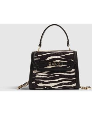 River Island Zebra Diamante Tote Crossbody Bag - White