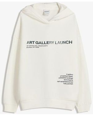 Bershka Printed Hoodie - White
