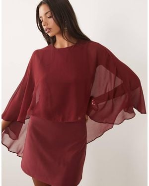 Forever New Chiffon Cape Detail Mini Dress - Red