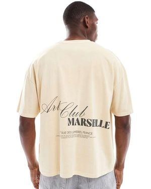 ASOS Heavyweight Washed Boxy Oversized T-shirt With Summer Graphic And Pigment Dye - Natural