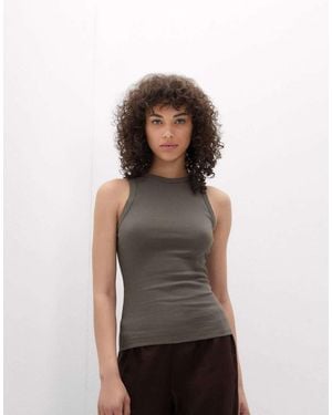 Intimissimi Ribbed Superior Cotton Vest Top - Green