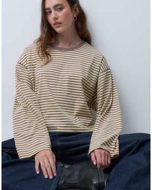 Hollister Boxy T-Shirt Met Lange Mouwen - Bruin