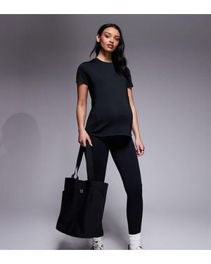 4505 Maternity Seamless Rib Knit High Waist Gym leggings - Blue