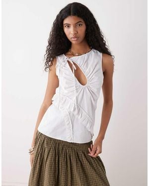 Collusion Nylon Keyhole Channel Top - White