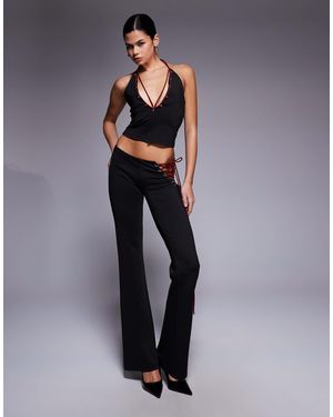 I.AM.GIA Onyx - pantalon évasé d'ensemble à taille basse avec œillets et lacets - et rouge - Gris