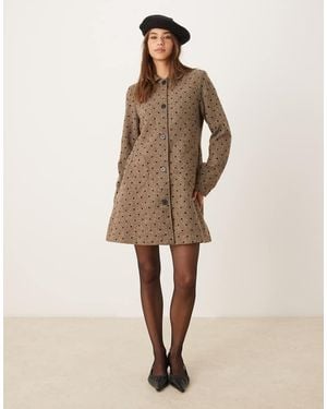 Motel Lirena Longline Polka Dot Coat - Natural