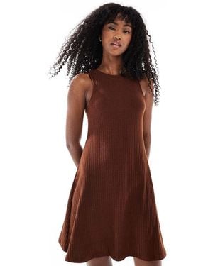 Vero Moda Ribbed Racer Mini Dress - Brown