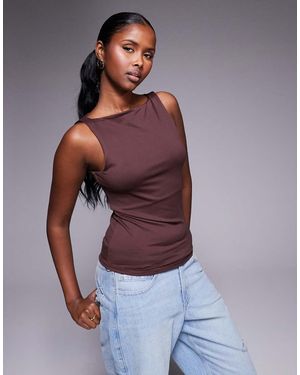 River Island Asymmetric Neck Detail Top - Red