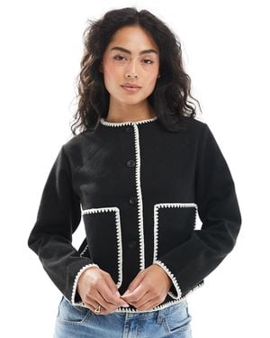Wednesday's Girl Blanket Stitch Boxy Jacket - Black