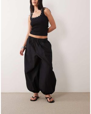 Gina Tricot Wide Balloon Trousers - Black