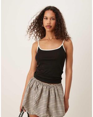 Mango Slim-Fit Hemdje Met Contrasterende Rand - Zwart