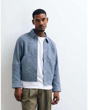 SELECTED 100% Suede Trucker Jacket - Blue