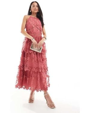 Maya Halter Neck Floral Tiered Midi Dress