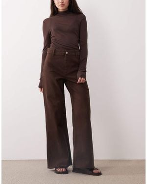 Mango Catherin Cotton Mix Straight Jean - Brown