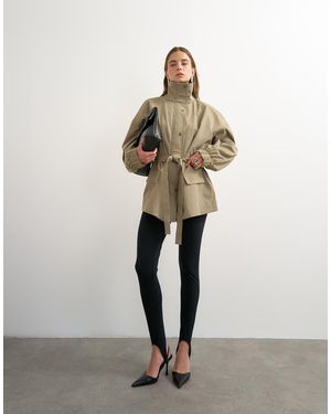TOPSHOP Chaqueta Técnica Con Cintura Anudada Y Cuello Alzado En Neutro