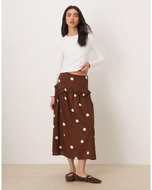 Wednesday's Girl Ruffle Midi Skirt - Natural