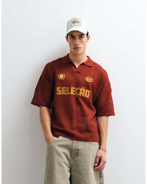 ASOS Ruimvallend Gebreid Shirt - Rood