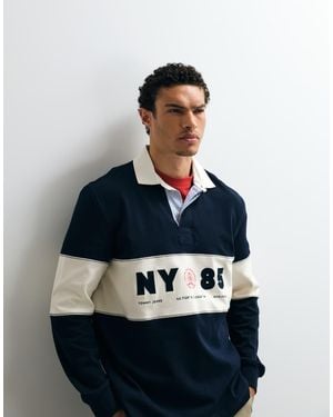 Tommy Hilfiger Panel Relaxed Fit Rugby Shirt - Blue