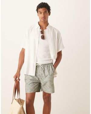 SELECTED Shorts De Baño Verdes Estampados De - Neutro