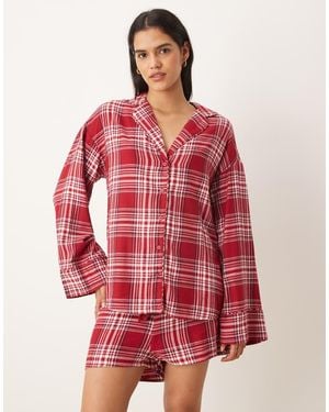 Gina Tricot Mix And Match Flannel Pyjamas Shorts - Red