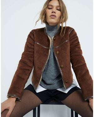 River Island Shearling Trophy Jacket - Brown