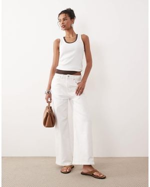 ASOS Ankle Grazer High Waist Wide Leg Jeans - Natural