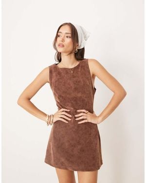 Free People Atlas Faux Suede Mini Shift Dress - Brown