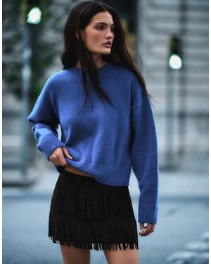 Bershka Minirock mit fransen und strass - Blau