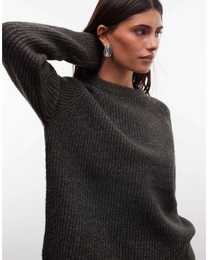 French Connection Jersey De Punto Raglán En Carbón-Gris - Negro