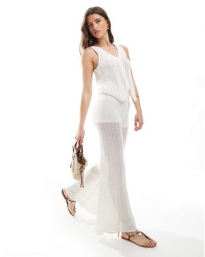 Pull&Bear Crochet Knitted Trouser Co-ord - White