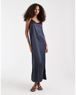 Pieces Satijnen Maxi Cami-Jurk - Blauw