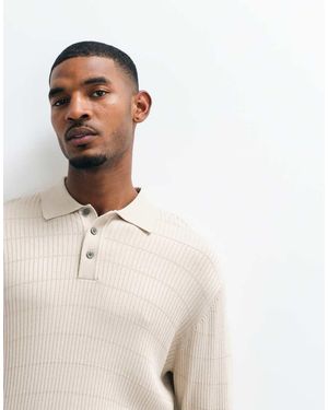 Jack & Jones Jersey Acanalado Con Botones En Color Crema-Blanco