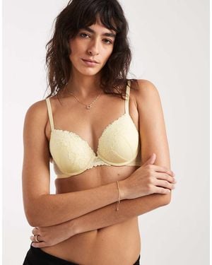 New Look Push Up Lace T-Shirt Bra - Brown