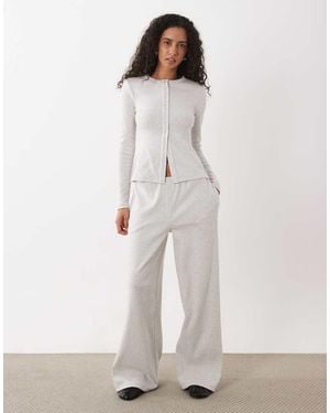 4th & Reckless Ribbed Jersey Wide Leg Trousers Co-ord - White