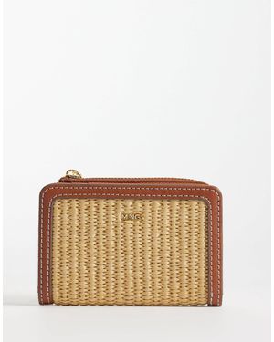 Mango Raffia Look Zip Up Wallet - Natural