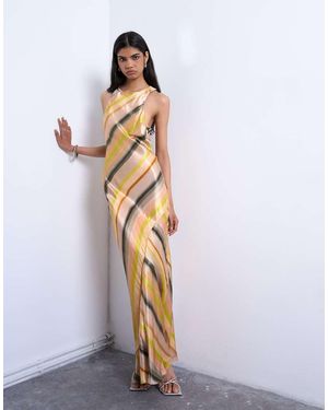 TOPSHOP High Neck Racer Satin Midi Dress - White