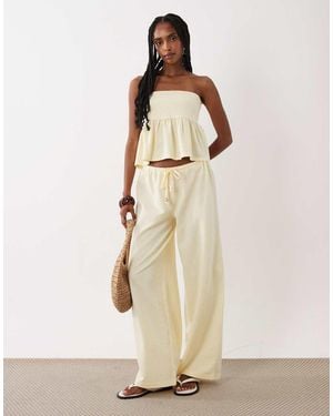 ASOS Broek Met Wijde Pijpen En Micro Strepen - Naturel