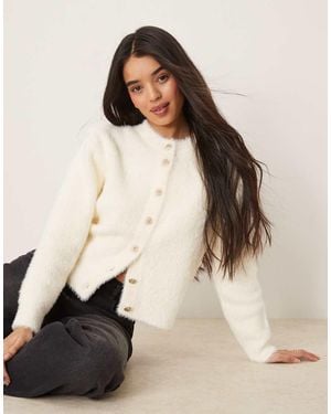 Y.A.S Knitted Textured Cardigan - Natural