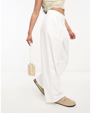Urban Revivo Wide Leg Slouchy Low Rise Trousers - White