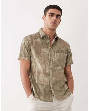 Barbour Ross Short Sleeve Washed Leaf Print Relaxed Shirt - Brown