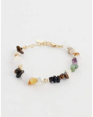 ASOS Mixed Semi-precious Chipping Stone Bracelet - Natural