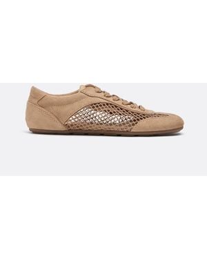 Stradivarius Leather Effect Perforated Trainers - Brown