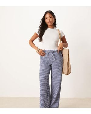 JDY Petite Seersucker Wide Leg Trousers - Blue